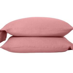 Casaluna 100% Washed Hemp Pillowcase Set – Rose – King – 2‑Piece
